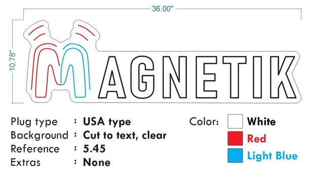 Custom neon for Mike - Magnetik - Size: 36inch x 10inch  - Red, Light Blue, White - incl Shipping and 2yrs Warranty