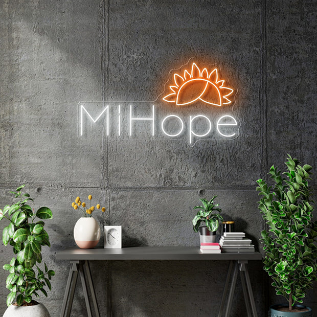 Custom Neon  - Mi Hope - White and Orange - Size: 60 x 32cm  - indoor Sign (2yrs Warranty)