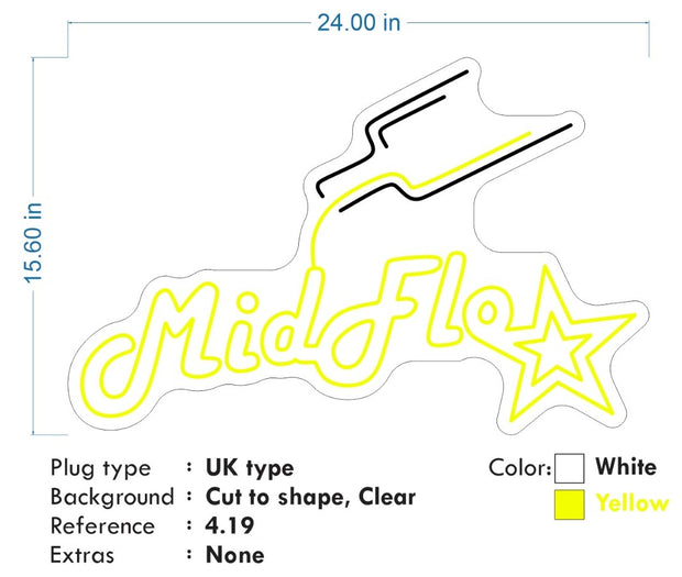 Custom Neon -  MidFlo Size: 24 x 15inch | Sacha Pete Size: 25 * 22inch - indoor Sign (2yrs Warranty)