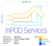 Custom Neon  -  MPOD SERVICES  - Size: 50cm x 33cm  - indoor Sign (2yrs Warranty)