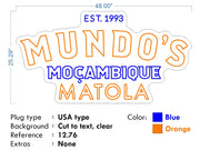 Custom neon - Mundo's Matola - Orange and Blue - Size: 48 x 25 inch   - incl Shipping and 2yrs Warranty
