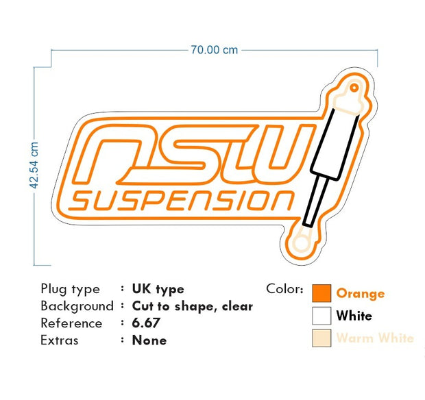 Custom Neon - SNW Solutions - Orange and White - 70cm x 42cm - Indoor Signs