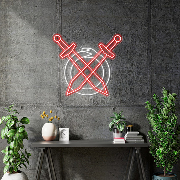 Custom Neon  -  Logo   - White and Red  - Size: 2ft x 2.3ft  - indoor Sign (2yrs Warranty)