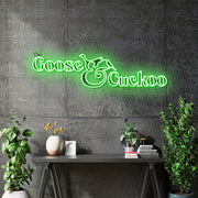 Custom Neon - The Goose and Cuckoo - 150x48cm - Green + Print  - Remote dimmer and Delivery