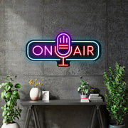 Custom Neon -  On Air -Light blue, Purple, Red and White - Size: 27 x 13inch - indoor Sign