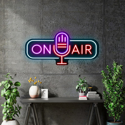 Custom Neon -  On Air -Light blue, Purple, Red and White - Size: 27 x 13inch - indoor Sign