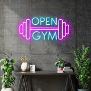 Custom Neon - Open Gym -  Size 60x29cm - Ice blue and hot pink- Rush Order dimmer and delivery