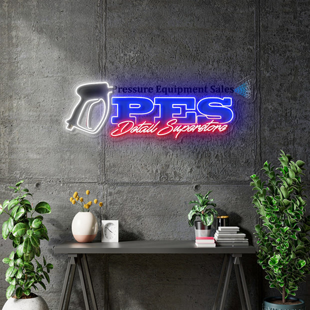 Custom Neon -  PES Detail Superstore- (4ft) 48inch (W)  x 17inch (H) - Indoor Sign (2yrs Warranty)