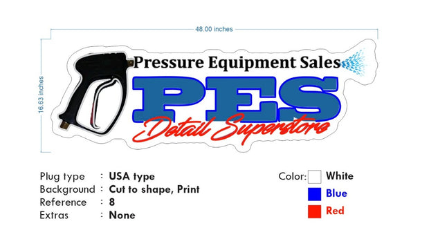 Custom Neon -  PES Detail Superstore- (4ft) 48inch (W)  x 17inch (H) - Indoor Sign (2yrs Warranty)