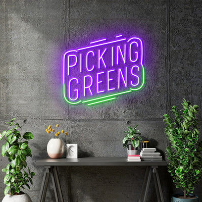 Custom Neon - Picking Greens - Green and Purple -24x21inch - dimmer and delivery
