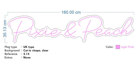 Custom Neon - Pixie & Peach - Light Pink - 160x35cm - indoor Signs