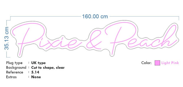 Custom Neon - Pixie & Peach - Light Pink - 160x35cm - indoor Signs