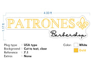 Custom Neon - Patrones Barbershop - 4x1.17ft  -Gold and White -  Remote dimmer and Delivery