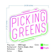 Custom Neon - Picking Greens - Green and Purple -24x21inch - dimmer and delivery