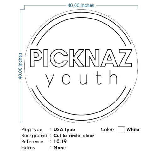 Custom Neon - Picknaz Youth  - White neon - 40 inch - indoor Signs