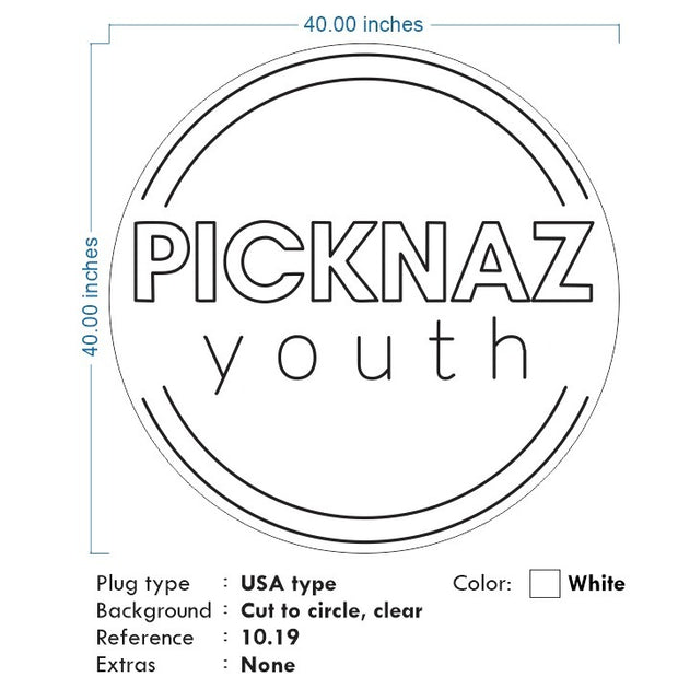 Custom Neon - Picknaz Youth  - White neon - 40 inch - indoor Signs