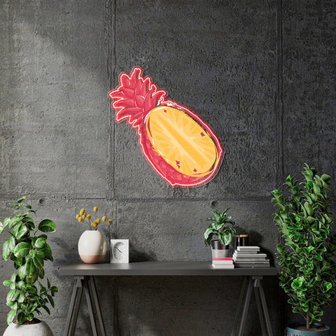 Custom neon -  Pineapple - 100cm x 98cm - RED + UV PRINT -  incl Shipping and 2yrs Warranty