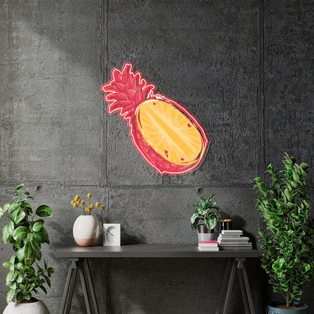 Custom neon -  Pineapple - 100cm x 98cm - RED + UV PRINT -  incl Shipping and 2yrs Warranty