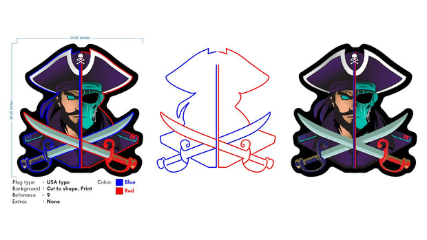 Custom Neon for Mary Fullenkamp - Blue and Red and UV Print -  34 x 36inch - Remote dimmer and Delivery