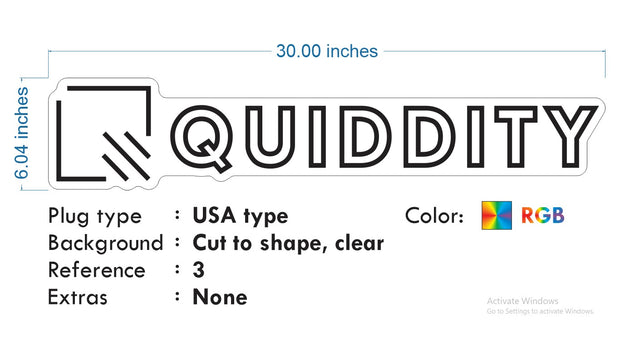 Custom Neon -  QUIDDITY -RGB Multicolur - 30x 6inch  - INDOOR  - Remote dimmer and Delivery