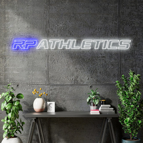 Custom neon - RP Athletics  - 400cm x 40cm (split cut)-  White and Blue - incl Shipping and 2yrs Warranty