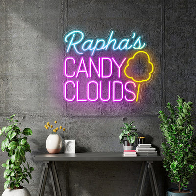 Custom neon - Rapha's Candy Clouds  - 50 x 48cm -  Pink , Yellow and Light Blue - incl Shipping and 2yrs Warranty