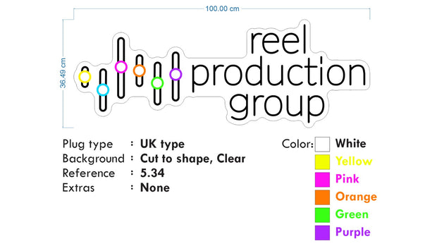 Custom Neon - Reel Production Group  - Size: 100cm x 36cm  - INDOOR  - Remote dimmer and Delivery (2 years Warranty)
