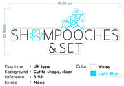 Custom Neon -  SHAMPOOCHES & SET - Size: 80cm x 33cm -  Light Blue and White  - INDOOR  - Remote dimmer and Delivery (2 years Warranty)