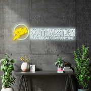 Custom Neon South Western Electrical Company -  White, Yellow 56x15inch - Free Delivery and Remote+ Battery