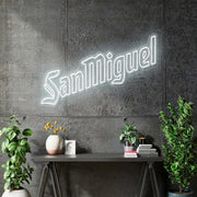 Custom Neon Logo -San Miguel - 100x50cm- white | Indoor - Clear backing - Dimmer and control