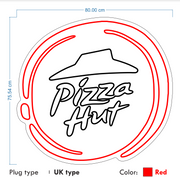 Custom Neon - Pizza Hut   - RED and WHITE  -Size: 80x 75cm - Remote dimmer and Delivery