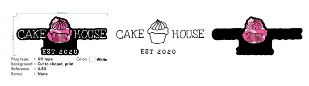 Custom Neon - Cake House  - Size: 100 x 42cm   - INDOOR  - Remote dimmer and Delivery (2 years Warranty)