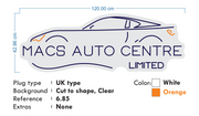 Custom Neon  - MACS Auto Center -  White and Orange - Size: 120 cm x 42cm  - indoor Sign (2yrs Warranty)