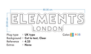 Custom neon - ELEMENTS LONDON - Size: 80cm x 20cm  - RGB -  incl Shipping and 2yrs Warranty