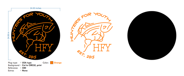 Custom Neon - Hunters for Youth  - Orange Neon - 24 x 24 inch - indoor Signs (2yr Warranty)