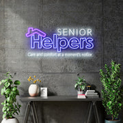 Custom Neon - Senior Helpers - 36inches x 15inches -Blue, Purple and White -  Remote dimmer and Delivery