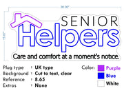 Custom Neon - Senior Helpers - 36inches x 15inches -Blue, Purple and White -  Remote dimmer and Delivery