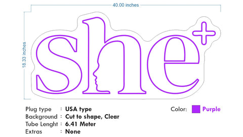 Custom neon - She - Purple Neon- incl Shipping and 2yrs Warranty