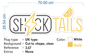 Custom Neon - Shik Tails  - 75x 28cm - White and Gold colour  - Remote dimmer and Delivery