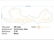 Custom Neons for Steve - Sinister Ink Size: 100 x 34cm- Warm White Neon -  FAST DELIVERY