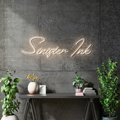 Custom Neons for Steve - Sinister Ink Size: 100 x 34cm- Warm White Neon -  FAST DELIVERY