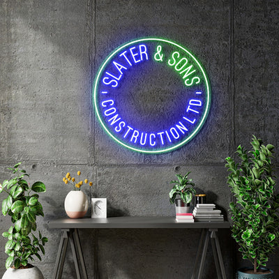 Custom Neons - Slater and Sons Construction Ltd | One Ball Buggies - indoor Sign (2yrs Warranty) - both Battery Operated