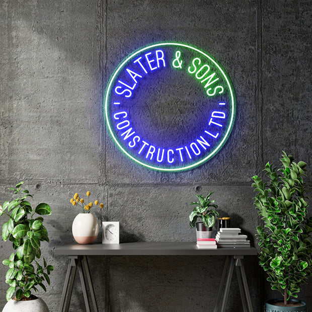 Custom Neons - Slater and Sons Construction Ltd | One Ball Buggies - indoor Sign (2yrs Warranty) - both Battery Operated