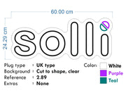 Custom neon - Solli logo -WHITE, TEAL, Violet  - 60cm x 24cm  - incl Shipping and 2yrs Warranty