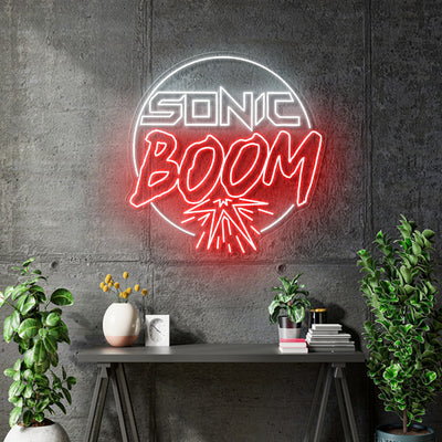 Custom Neon - Sonic Boom - White and Red - 26inch - indoor Signs