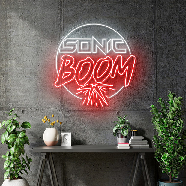Custom Neon - Sonic Boom - White and Red - 26inch - indoor Signs