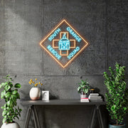 Custom neon -  South Orange Rescue Squad  - Size:   20 x 20 inch  - Light blue and Orange -  incl Shipping and 2yrs Warranty