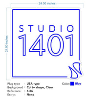 Custom neon -  STUDIO 1401 - Size: 24 x 24 inch - Blue - incl Shipping and 2yrs Warranty