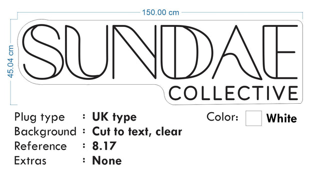 Custom neon - Sundae Collective - White Neon- incl Shipping and 2yrs Warranty
