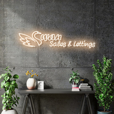 Custom Neon for Swan Sales and Lettings - Neon Sign -  100x23 cm Warm White- Remote dimmer and Delivery